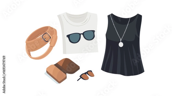 Obraz Vector Illustration of a Set of Fashion Clothes – Modern Apparel Collection Featuring Casual, Formal, and Trendy Outfits for Clothing Design, Style Inspiration, and Creative Projects