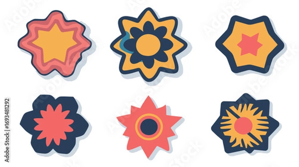 Obraz Vector Brutalist Shape Stickers – Geometric Abstract Elements for Modern Minimalist Graphic Design and Creative Visual Projects