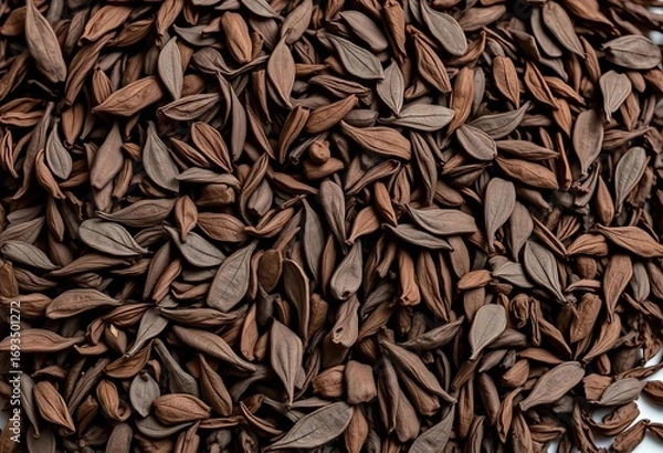 Obraz Deep brown, velvety texture of loose leaf organic camellia sinensis Assam tea, macro, velvety