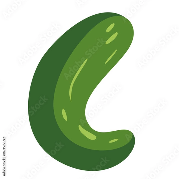 Fototapeta Green cucumber with simple shape. Ideal for diet graphics, fresh produce visuals, or vegetarian illustrations.