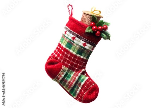 Fototapeta Christmas stocking isolated on transparent background