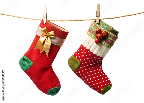 Fototapeta Christmas stocking isolated on transparent background