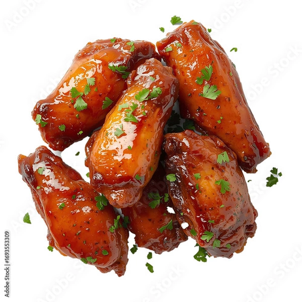 Fototapeta Glazed Chicken Wings with Parsley