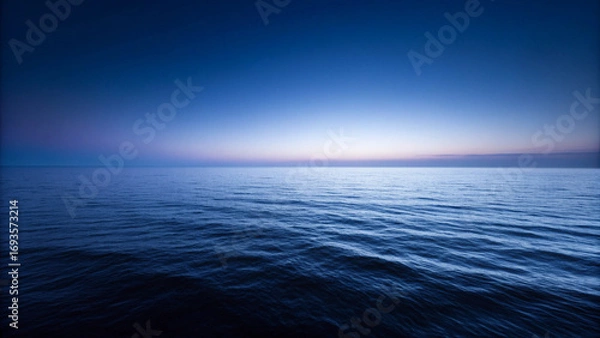 Fototapeta Deep Blue Ocean Horizon at Twilight with Gentle Waves water Halloween