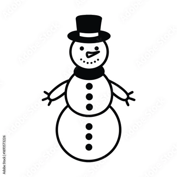 Obraz christmas snowman silhouette vector art on white background 