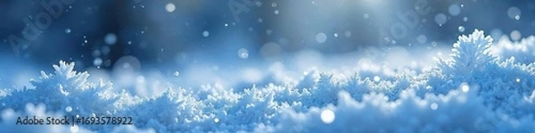 Fototapeta Ethereal scene of ice crystals falling like snow, creating a mesmerizing winter wonderland  Perfect for winter, holiday, and nature themes  Frozen beauty captured in stunning detail ,  season,  airy