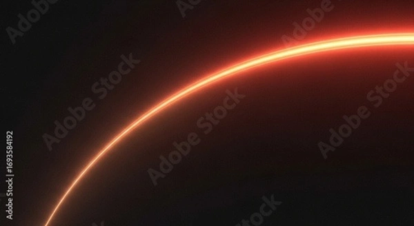 Fototapeta Abstract Neon Orange Curve Light Effect on Dark Background Digital Art