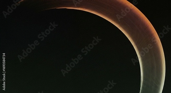 Fototapeta Abstract Curved Metallic Light Sculpture With Wavy Patterns And Ripples Of Orange And Yellow