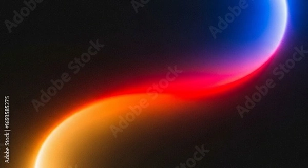 Fototapeta Abstract Swirling Neon Light Glow Background with Dark Contrasting Backdrop