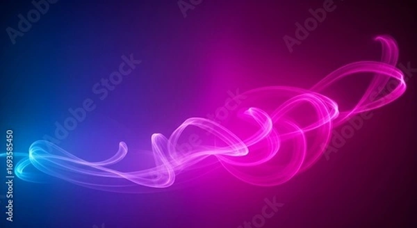 Fototapeta Abstract Neon Light Swirls Flowing Across Dark Gradient Background