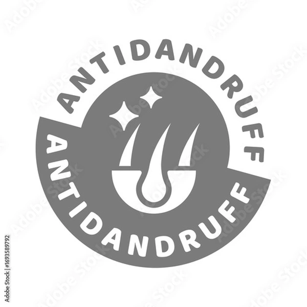 Fototapeta Anti dandruff product or shampoo. Antidandruff vector label or icon.