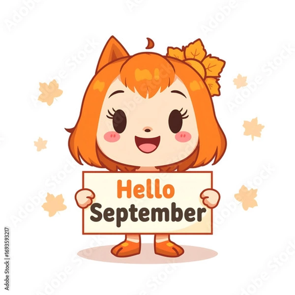 Obraz Hello September Cartoon Character 