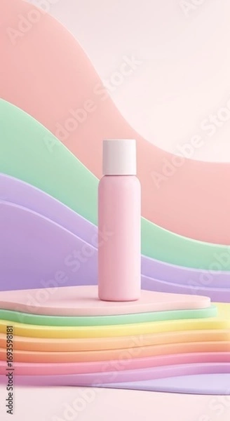 Obraz Pastel Pink Product Mockup on Rainbow Layers