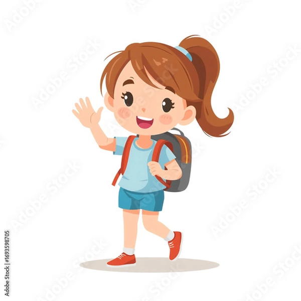 Obraz Happy School Kid with Backpack