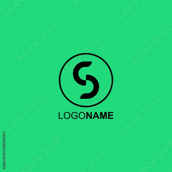 Fototapeta Alphabet. Logo letters. S. Icon. Typography. Symbol. Green background