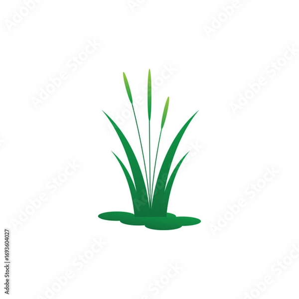 Fototapeta Stylized green grass logo vector symbol design