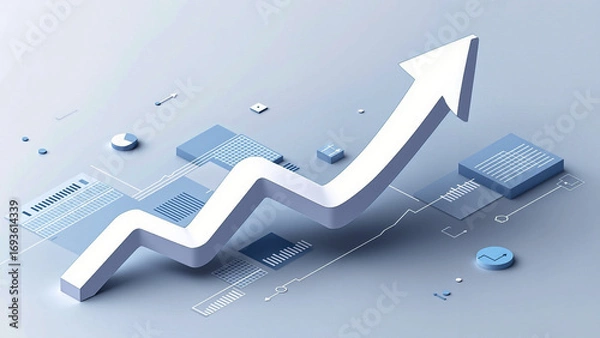 Fototapeta 3D Arrow Chart Rising Graph Business Growth Abstract Background.