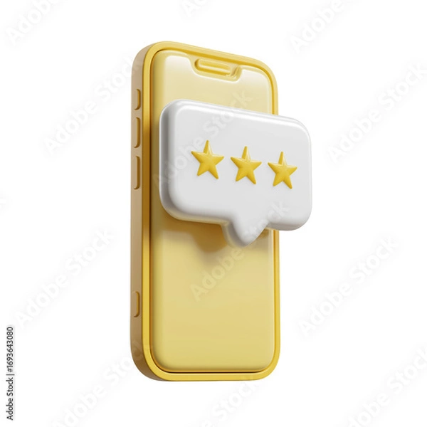 Fototapeta 3D Mobile Review Stars Icon Yellow Phone