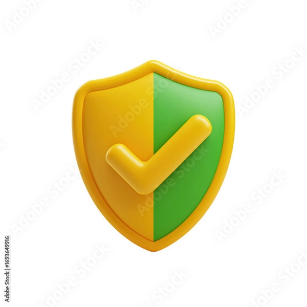 Fototapeta 3D Verified Shield Yellow Green Check