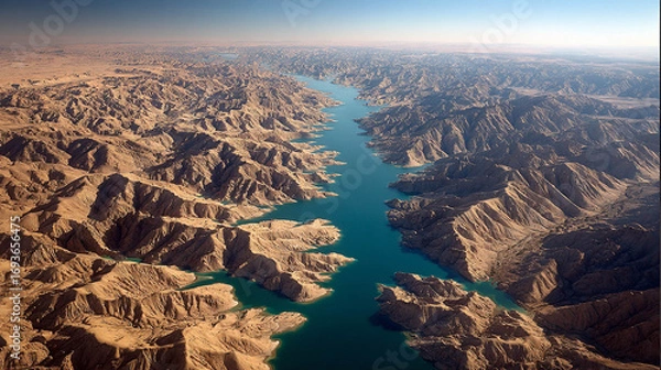 Obraz Vista aérea de rio en desierto