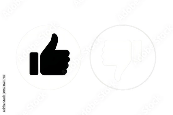 Fototapeta Thumbs up and down vector icon like dislike symbol feedback evaluation social media 90 , isolated on transparent background