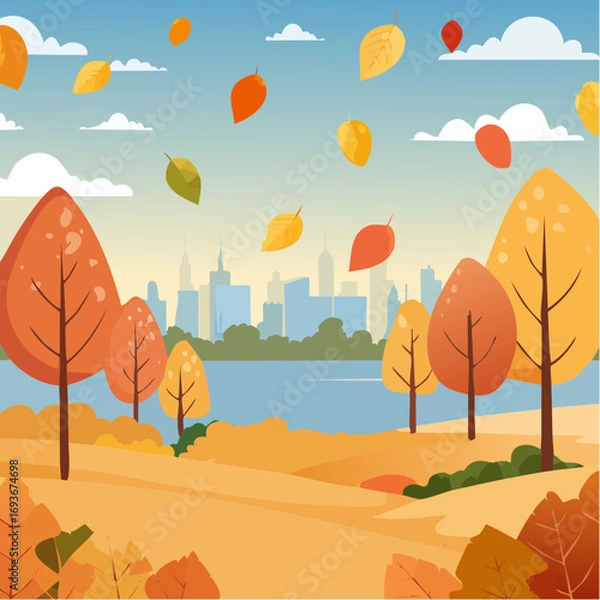 Obraz Autumn leaves falling, abstract vector illustration