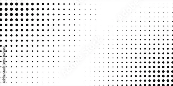 Fototapeta Dotted halftone gradient texture. Vanishing polka dot background. Repeating dots gradation pattern background. Black fading comic pop art template set modern circle background modern