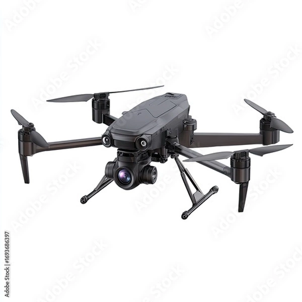 Obraz Black drone with camera, isolated