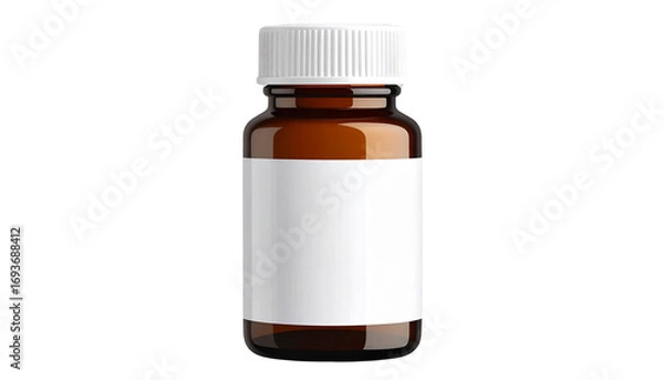 Fototapeta cpharmaceutical bottle with white cap, isolated on transparent background, PNG format.
