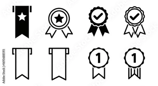 Fototapeta Download premium quality badges and ribbons vector set for graphic design and web design , isolated on transparent background