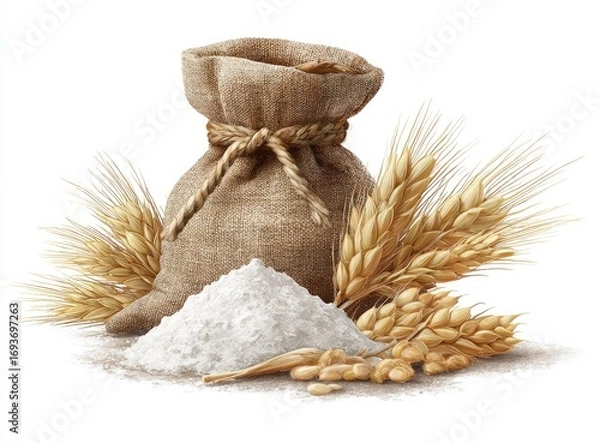 Obraz Burlap flour sack with wheat
