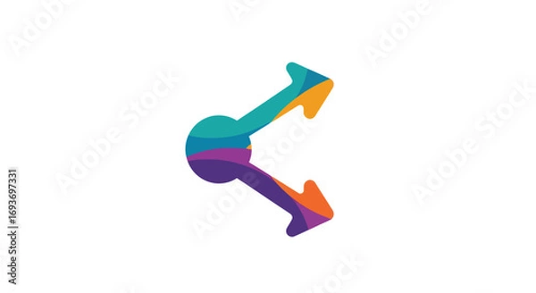 Fototapeta Abstract colorful gradient arrows pointing opposite directions.