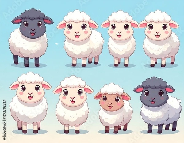 Obraz Adorable cartoon sheep illustrations