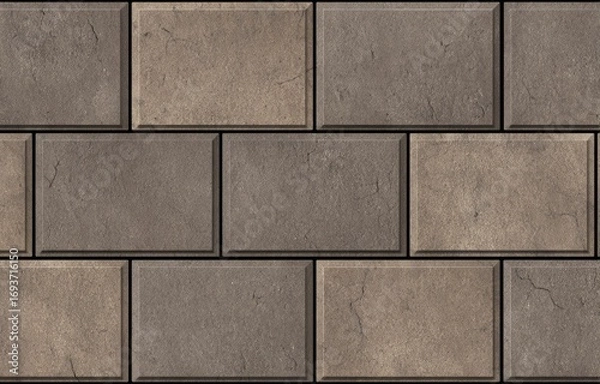 Fototapeta Gray rectangular paving stones arranged in rows