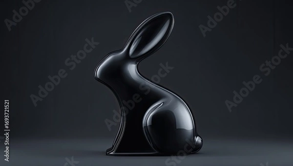Obraz Glossy black Easter rabbit figurine
