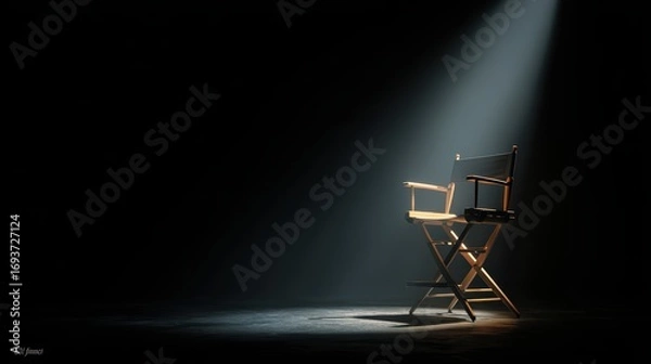 Fototapeta Directors Chair Illuminated by a Dramatic Backlight, Ideal for HighImpact Campaigns Inspiring Creativity and Focus.