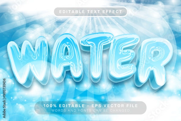 Obraz Water Laundry 3D Text Effect Editable Typography Design For Cleaning And Washing Service