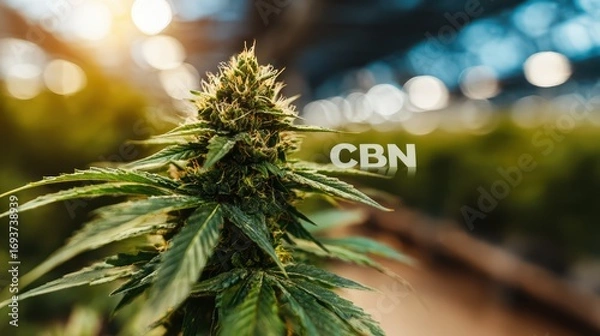 Fototapeta Closeup of Marijuana Plant Showcasing CBN Formula Ideal for Health Wellness, CBD Industry, and Relaxationfocused Projects.