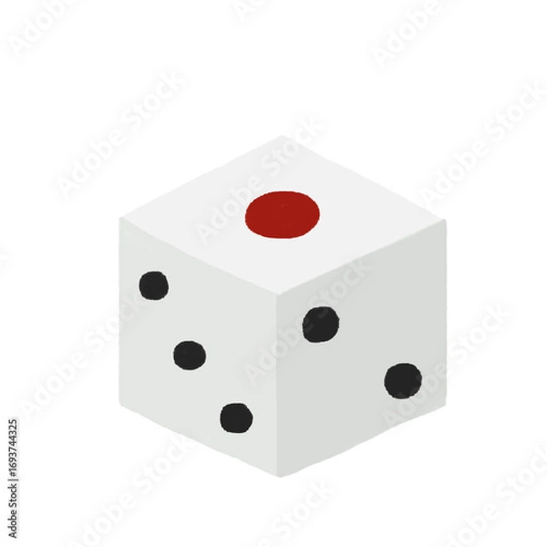 Fototapeta サイコロのシンプルな手描きカラーイラスト