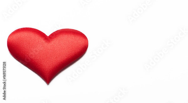 Fototapeta Red heart on white background. Isolated. Copy spae.