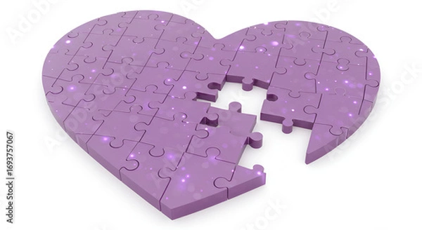 Fototapeta Heart-shaped puzzle with missing piece, symbolizing love, relationships, and connection, perfect for Valentine's Day or romantic concepts, ideal for design projects  Alzheimer’s awareness