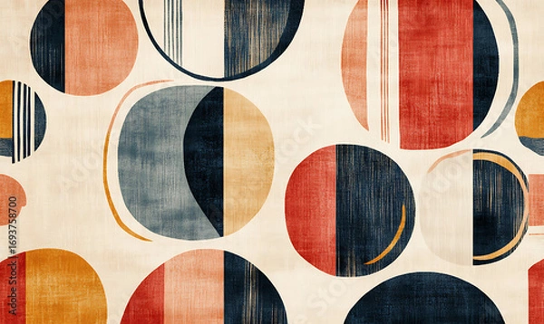 Fototapeta Tile or carpet pattern background with decorative, symmetrical elements. Ideal for wallpaper, textiles, or digital design projects.