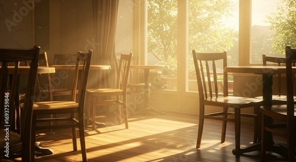 Obraz Sunny cafe interior