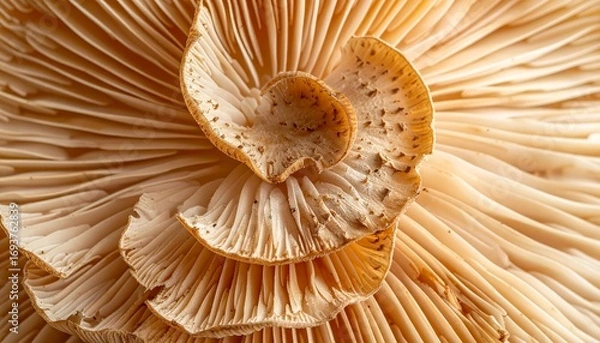 Fototapeta An assortment of fresh, organic brown mushrooms rests on a rustic wooden surface