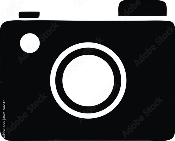 Fototapeta Iconic digital camera silhouette simple and modern design for photography and technology applications