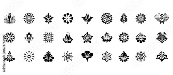 Obraz Flower icons set. Isolated elements for design. Vector graphics.