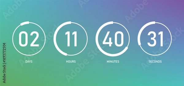 Fototapeta Countdown clock counter timer. coming soon or under construction website page time remaining count down. digital clock hour, minutes and seconds. customizable timer