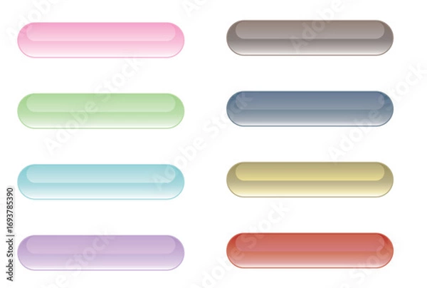 Obraz 立体的な横長のクリックボタンのカラフルセット