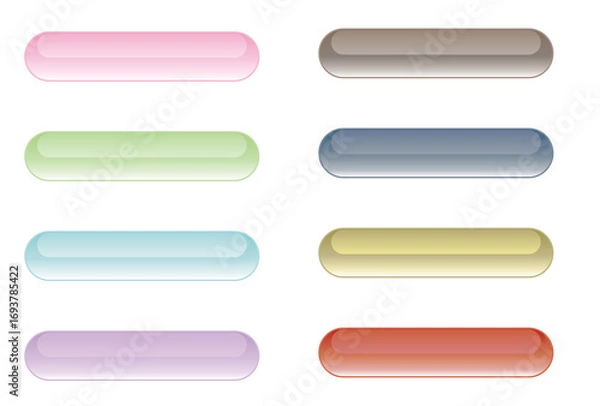 Obraz 立体的な横長のクリックボタンのカラフルセット