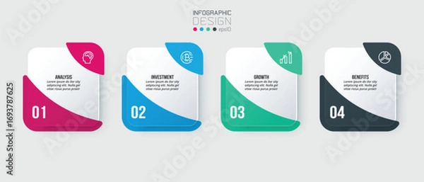 Fototapeta Infographic template business concept with step.
